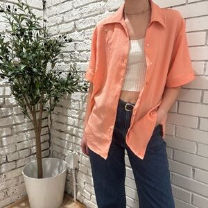 ALIA VINTAGE SALMON SHORT SLEEVES BUTTON DOWN SHIRT - 12